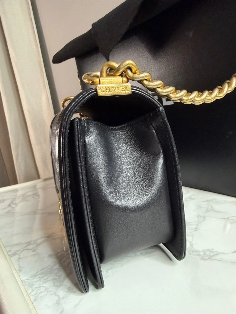 CHANEL Boy Bag Medium with Gold Hardware